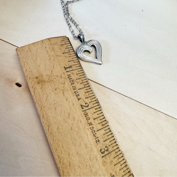 Sterling Silver 925 Wrapped Heart Pendant on Stainless Silver Tone Necklace - Picture 8 of 10